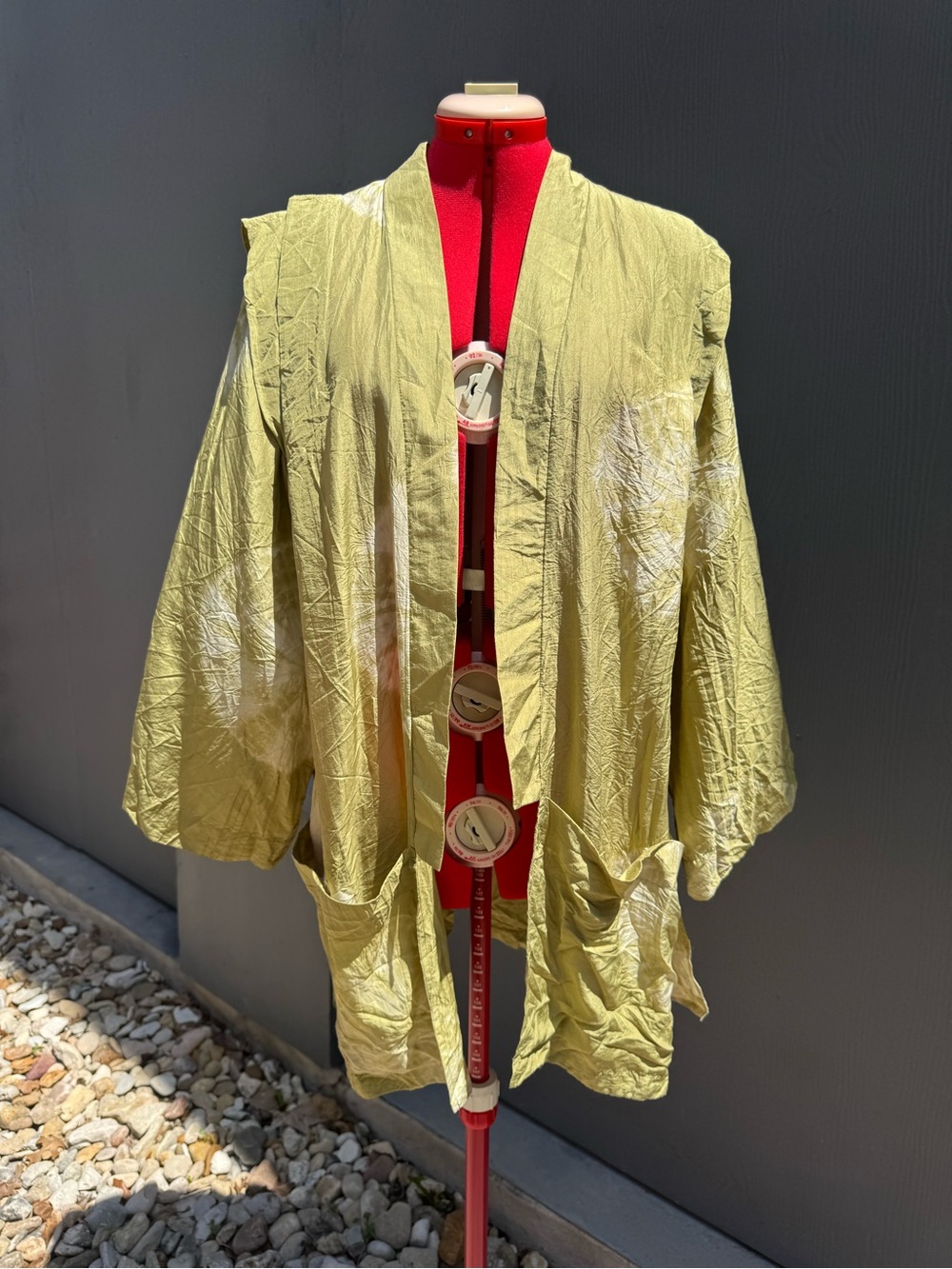 Tie Dyed Green Silk Vintage 90s Kimono Style Jacket By Stewart Sport Size M/L